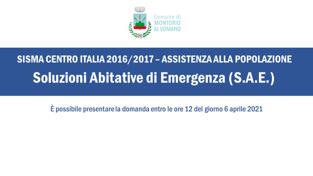 Sisma Centro Italia 2016/2017 – Assistenza alla popolazione - Soluzioni Abitative di Emergenza (S.A.E.)