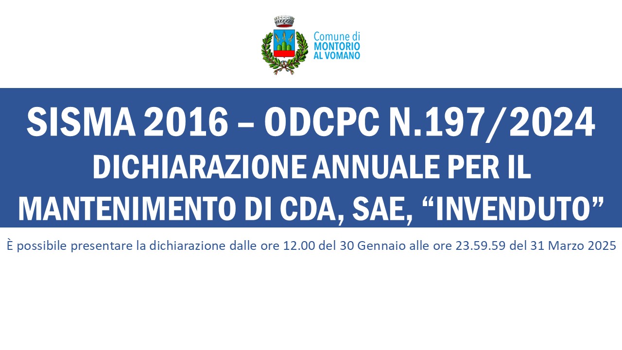 Sisma 2016 - ODCPC n. 197/2024