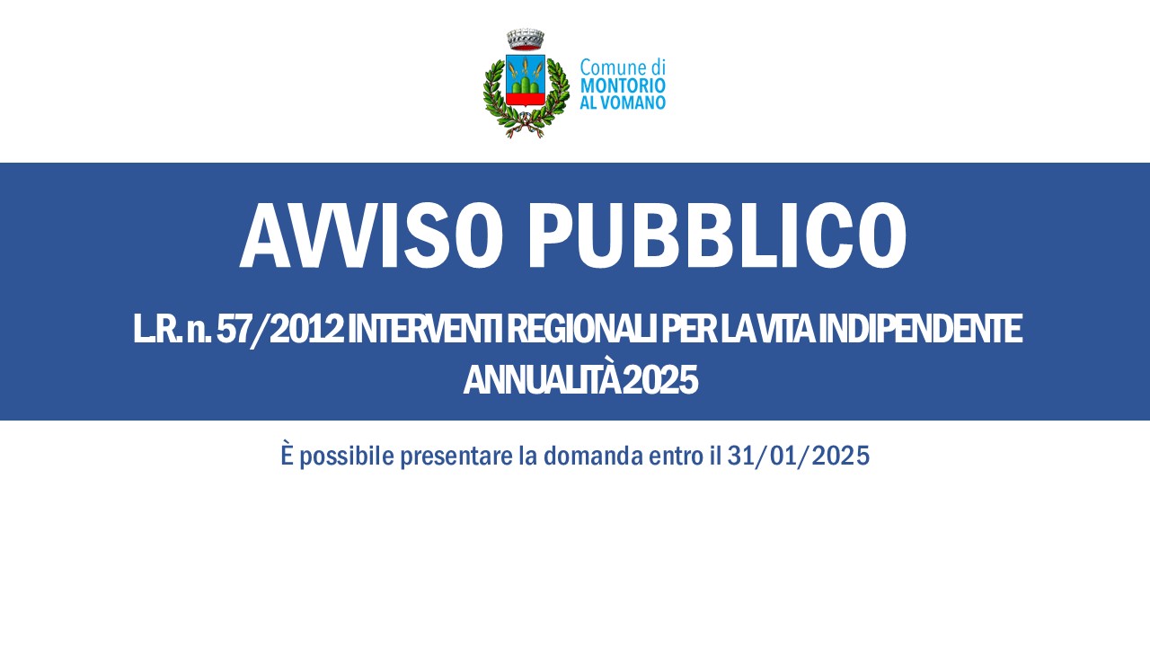 L.R. n. 57/2012 Interventi regionali per la vita indipendente - Annualità 2025