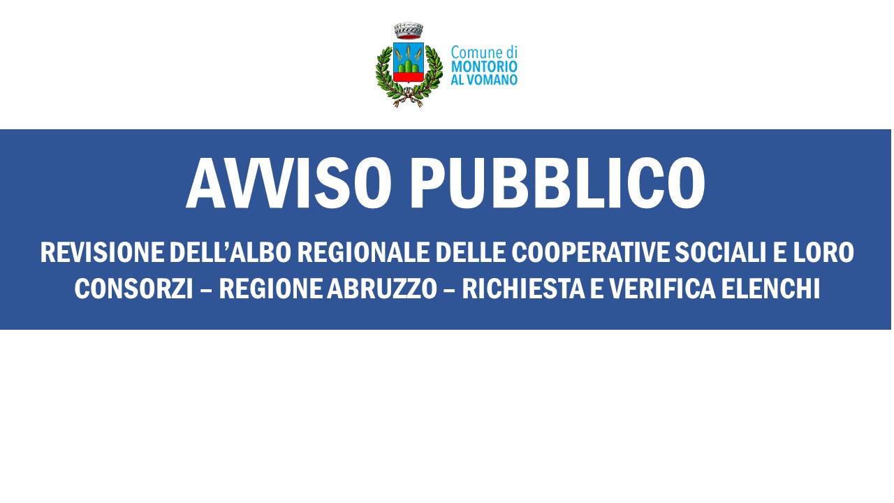 Revisione dell’Albo regionale delle Cooperative sociali e loro Consorzi - Regione Abruzzo