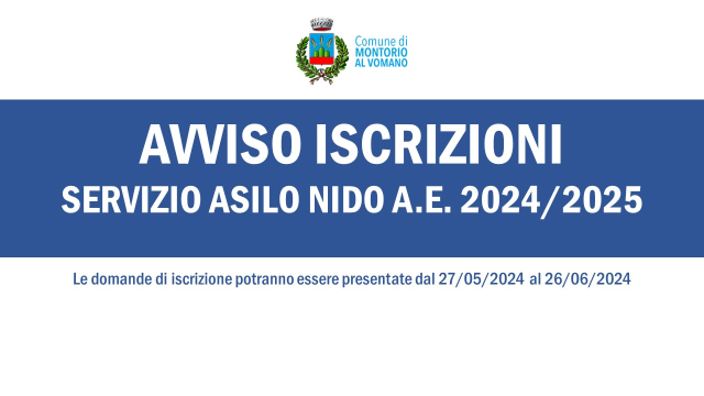 Avviso iscrizioni servizio asilo nido A.E. 2024/2025